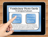 NO PRINT Transportation Vocabulary Flashcards