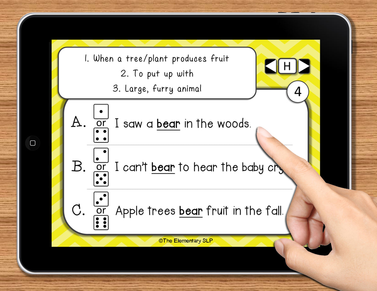 NO PRINT (Digital) Multiple Meaning Words Game – The Elementary SLP