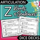 Articulation /Z/ DICE DECKS
