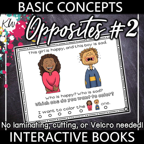Opposites Interactive Book #2 The Elementary SLP Materials Shop 