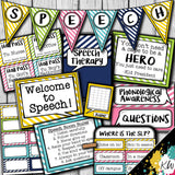 Speech Therapy Decor: Bright Stripes Speech Room Decor The Elementary SLP Materials Shop