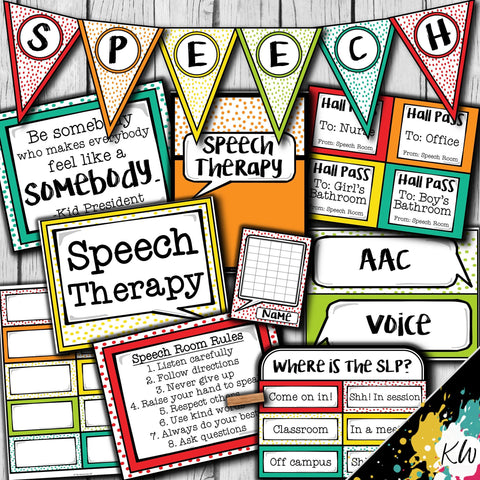 Speech Therapy Decor: Confetti Speech Room Decor The Elementary SLP Materials Shop 