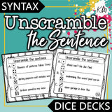 Unscramble the Sentence DICE DECKS The Elementary SLP Materials Shop