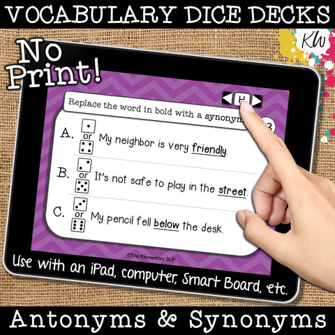 NO PRINT (Digital) Antonyms and Synonyms Game