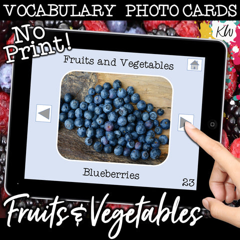 NO PRINT Fruits and Vegetables Vocabulary Flashcards