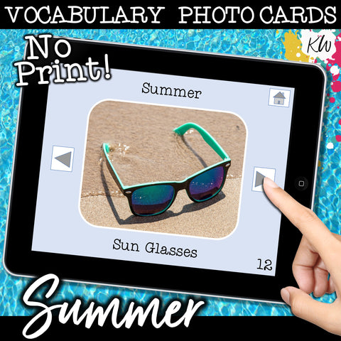 NO PRINT Summer Vocabulary Flashcards