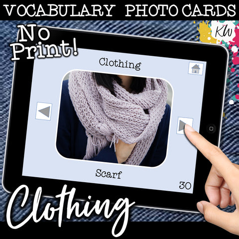NO PRINT Clothing Vocabulary Flashcards