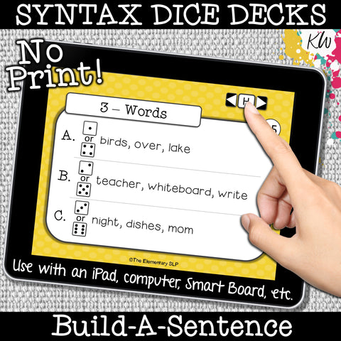 NO PRINT (Digital) Sentence Structure Game: Build A Sentence