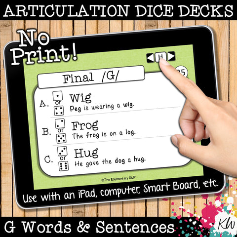 NO PRINT Speech Therapy Articulation G Game