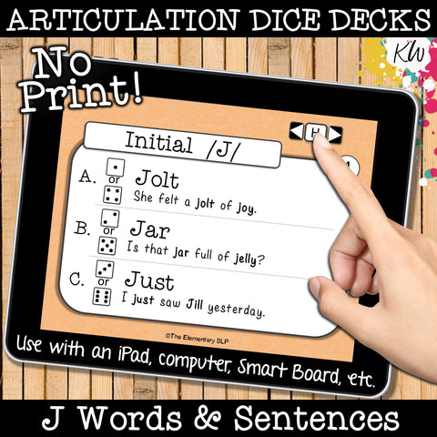 NO PRINT Speech Therapy Articulation J Game