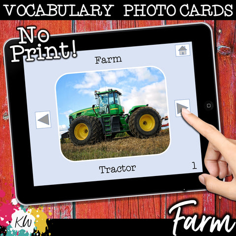 NO PRINT Farm Vocabulary Flashcards