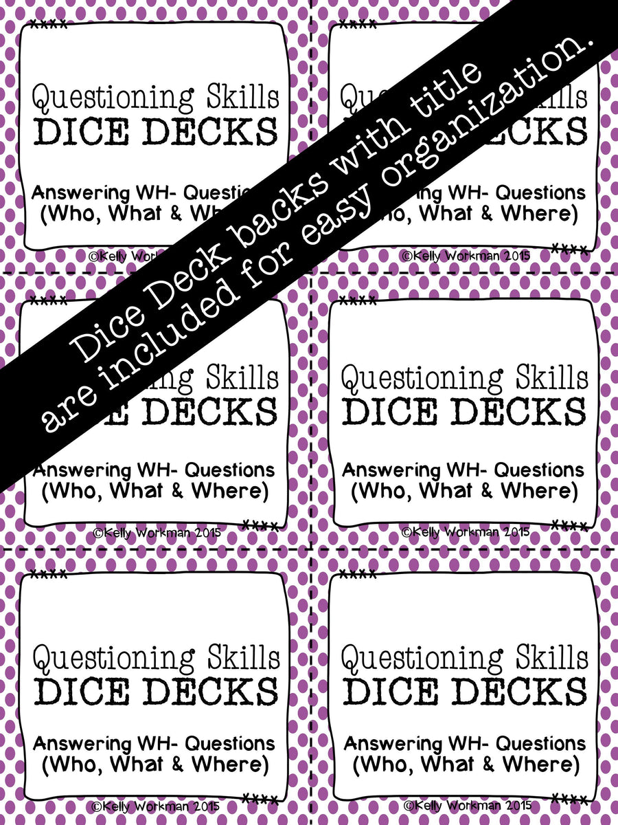 Answering WH Questions (Who, What, & Where) DICE DECKS – The Elementary SLP