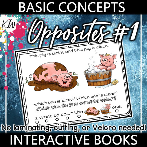 Opposites Interactive Book #1 The Elementary SLP Materials Shop 