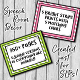 Speech Therapy Decor: Bright Stripes Speech Room Decor The Elementary SLP Materials Shop 