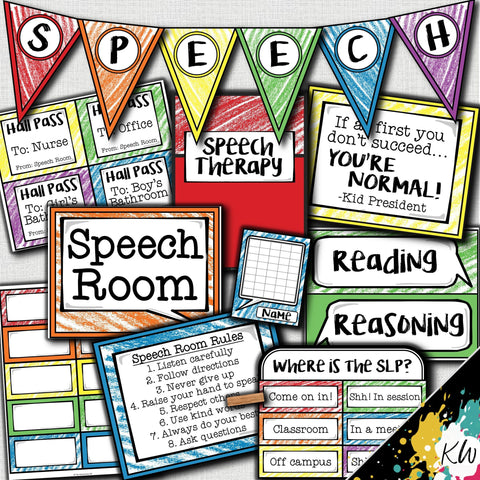 Speech Therapy Decor: Crayon Scribbles Room Decor The Elementary SLP Materials Shop 