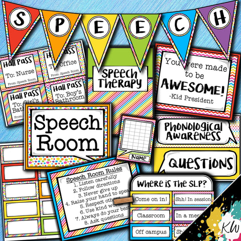 Speech Therapy Decor: Rainbow Speech Room Decor The Elementary SLP Materials Shop 