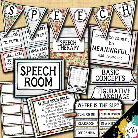 Speech Therapy Decor: Shabby Chic Speech Room Decor The Elementary SLP Materials Shop 