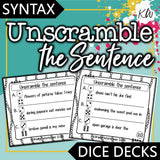 Unscramble the Sentence DICE DECKS The Elementary SLP Materials Shop 